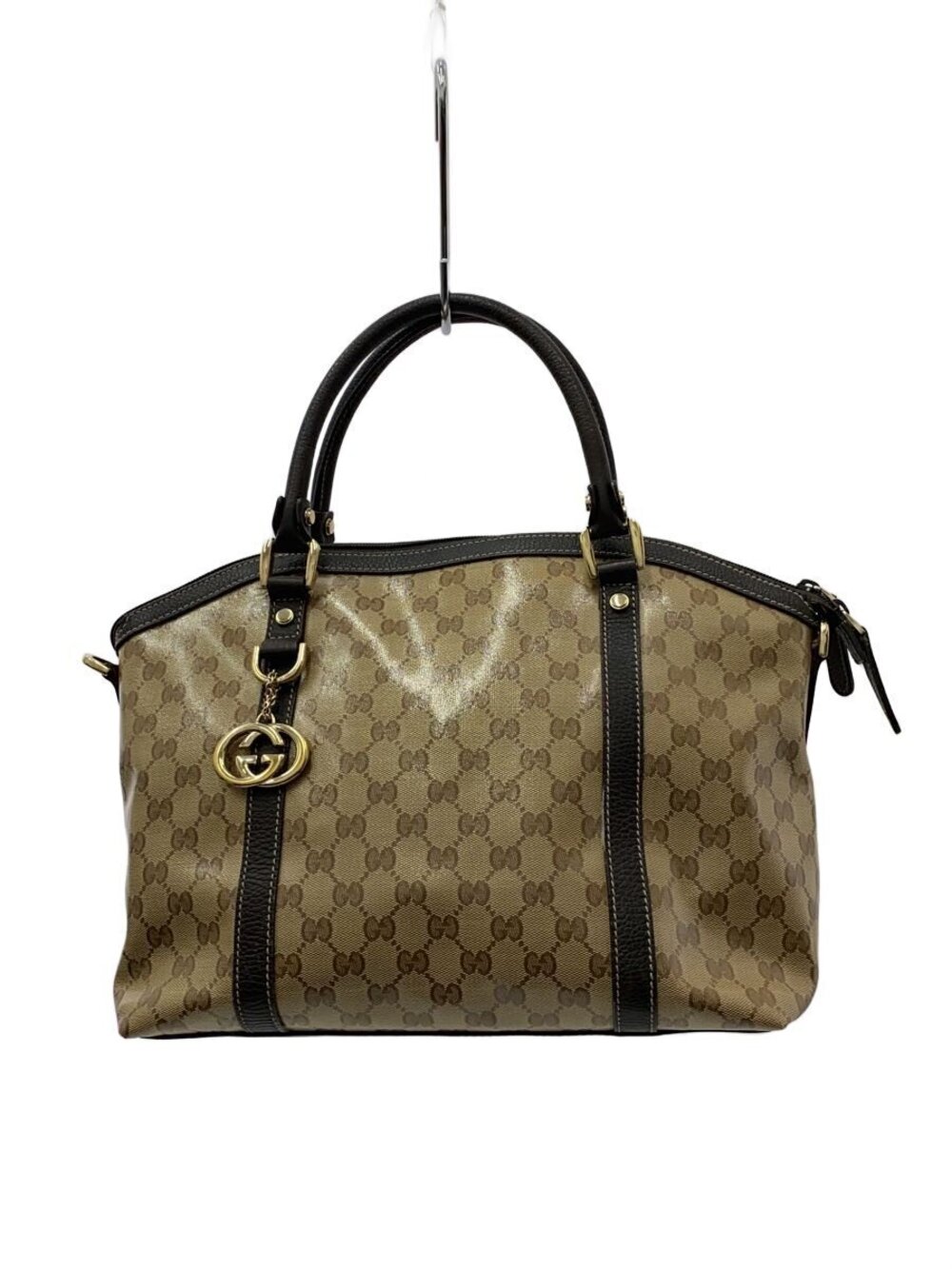 Gucci Crystal Monogram Dome Satchel brown GG canvas interlocking G